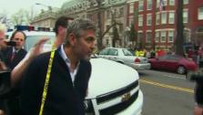 George Clooney is arrested for civil disobedience while protesting outside Sudanese Embassy in Washington, D.C. on March 16, 2012. - Provided courtesy of OTRC