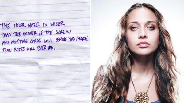 Fiona Apple appears in a photo from her official Facebook page. / A photo of her album title written out from her official Facebook page. - Provided courtesy of facebook.com/fionaapple Fiona Apple appears in a photo from her official Facebook page. / A photo of her album title written out from her official Facebook page. - Provided courtesy of facebook.com/fionaapple