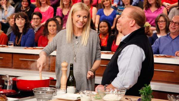 Gwyneth Paltrow and Mario Batali appear in a March 2, 2012 episode of The Chew. - Provided courtesy of ABC Gwyneth Paltrow and Mario Batali appear in a March 2, 2012 episode of The Chew. - Provided courtesy of ABC