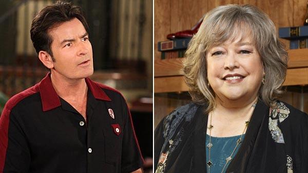 Charlie Sheen appears in an undated promotional photo for Two and a Half Men. / Kathy Bates appear in an undated photo for the NBC series Harrys Law. - Provided courtesy of NBC Charlie Sheen appears in an undated promotional photo for Two and a Half Men. / Kathy Bates appear in an undated photo for the NBC series Harrys Law. - Provided courtesy of NBC