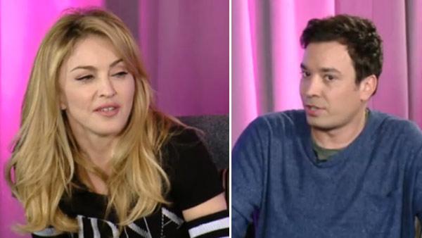 Jimmy Fallon and Madonna appear in a still from a March 2012 Facebook interview. - Provided courtesy of Facebook Jimmy Fallon and Madonna appear in a still from a March 2012 Facebook interview. - Provided courtesy of Facebook