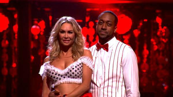 Jaleel White, who played Steve Urkel on 'Family Matters,' and his partner Kym Johnson await possible elimination on 'Dancing With The Stars: The Result Show' on Tuesday, March 27, 2012. The pair received 22 out of 30 points from the judges for their jive