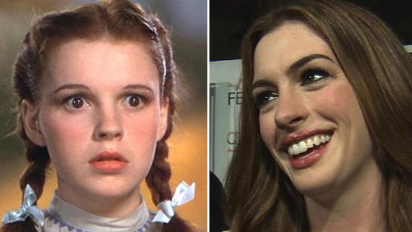 Judy Garland appears in the 1939 movie The Wizard of Oz. / Anne Hathaway talks to OnTheRedCarpet.com about buying fluorescent bras for her Love and Other Drugs character at the premiere for the film in November 2010. - Provided courtesy of MGM / OTRC Judy Garland appears in the 1939 movie The Wizard of Oz. / Anne Hathaway talks to OnTheRedCarpet.com about buying fluorescent bras for her Love and Other Drugs character at the premiere for the film in November 2010. - Provided courtesy of MGM / OTRC