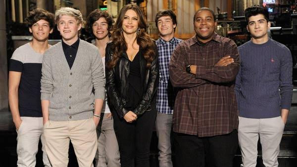 Sofia Vergara, Kenan Thompson and One Direction appear in a promotional photo for her appearance on NBCs sketch comedy Saturday Night Live. - Provided courtesy of NBC / Dana Edelson Sofia Vergara, Kenan Thompson and One Direction appear in a promotional photo for her appearance on NBCs sketch comedy Saturday Night Live. - Provided courtesy of NBC / Dana Edelson