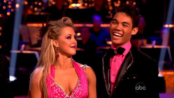 Disney Channel star Roshon Fegan and his partner Chelsie Hightower received 26 out of 30 points from the judges for their Viennese Waltz on week four of 'Dancing With The Stars,' which aired on April 9, 2012.