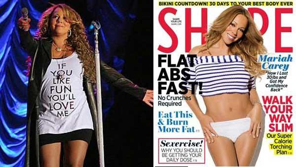 Mariah Carey appears in a photo posted on her official website from her August 2010 performance in Brazil. / Mariah Carey appears on the May cover of Shape magazine. - Provided courtesy of Mariahcarey.com / Shape magazine Mariah Carey appears in a photo posted on her official website from her August 2010 performance in Brazil. / Mariah Carey appears on the May cover of Shape magazine. - Provided courtesy of Mariahcarey.com / Shape magazine