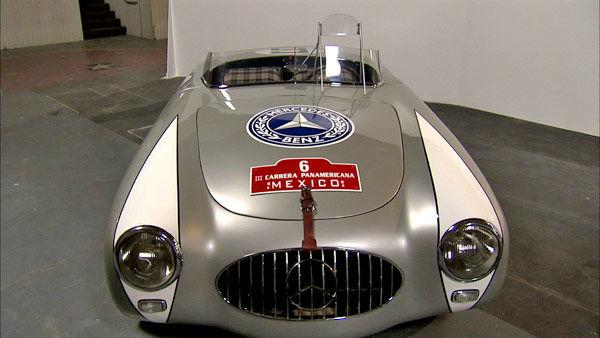 This 1952 300SL Competition Roadster, photographed at a 2012 exhibit at the Warner Brothers Studios showcasing Mercedes-Benz automobiles featured in the movies.
