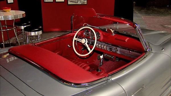 This 1957 300SL Roadster, photographed at a 2012 exhibit at the Warner Brothers Studios showcasing Mercedes-Benz automobiles featured in the movies.