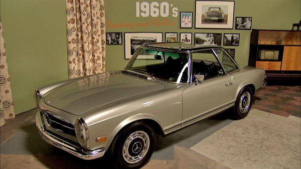 This 1969 280SL Roadster, photographed at a 2012 exhibit at the Warner Brothers Studios showcasing Mercedes-Benz automobiles featured in the movies.