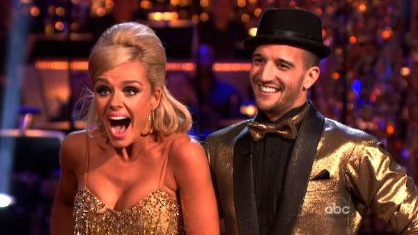 Classical singer Katherine Jenkins and her partner Mark Ballas received 29 out of 30 points from the judges for their Samba on week six of Dancing With The Stars, which aired on April 23, 2012. - Provided courtesy of ABC Classical singer Katherine Jenkins and her partner Mark Ballas received 29 out of 30 points from the judges for their Samba on week six of Dancing With The Stars, which aired on April 23, 2012. - Provided courtesy of ABC