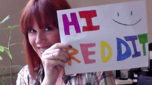 Molly Ringwald poses with a sign to verify her identity on Reddit on April 25, 2012. - Provided courtesy of imgur.com/kTWyz Molly Ringwald poses with a sign to verify her identity on Reddit on April 25, 2012. - Provided courtesy of imgur.com/kTWyz
