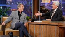 Mel Gibson and Jay Leno appear in a still from an April 27, 2012 episode of The Tonight Show with Jay Leno. - Provided courtesy of NBC / Paul Drinkwater