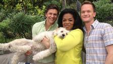 Oprah Winfrey posted this photo of herself with Neil Patrick Harris, his life partner David Burtka and their dog Watson on her Facebook page on May 2, 2012. - Provided courtesy of facebook.com/oprahwinfrey
