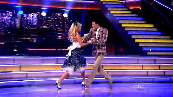 Disney Channel star Roshon Fegan and his partner Chelsie Hightower received 29 out of 30 points from the judges for their Fox Trot on week eight of 'Dancing With The Stars,' which aired on April 30, 2012.
