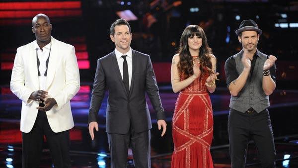 Jermaine Paul, Chris Mann, Juliet Simms, Tony Lucca appear in a photo from the pre-finale show of The Voice on May 7, 2012. - Provided courtesy of NBC Jermaine Paul, Chris Mann, Juliet Simms, Tony Lucca appear in a photo from the pre-finale show of The Voice on May 7, 2012. - Provided courtesy of NBC