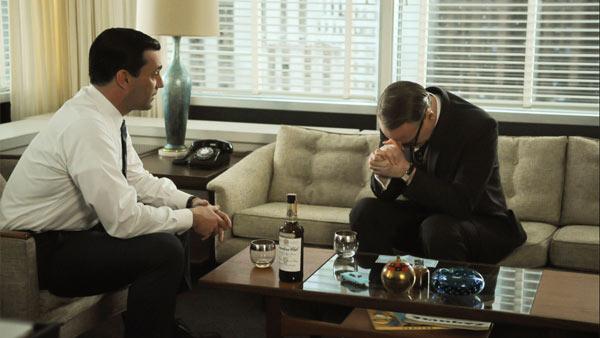 Jon Hamm and Jared Harris appear in a scene from Mad Men in an episode that aired on June 3, 2012. - Provided courtesy of AMC Jon Hamm and Jared Harris appear in a scene from Mad Men in an episode that aired on June 3, 2012. - Provided courtesy of AMC