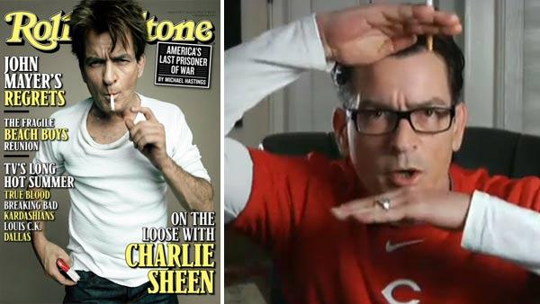 Charlie Sheen appears on the cover of Rolling Stones June 25, 2012 issue. / Charlie Sheen during Sheens Corner Episode 4, Building the Perfect Torpedo, the actors fourth uStream webcast posted on Monday, March 8, 2011. - Provided courtesy of Peggy Sirota / Rolling Stone / youtube.com/user/TheWYTV Charlie Sheen appears on the cover of Rolling Stones June 25, 2012 issue. / Charlie Sheen during Sheens Corner Episode 4, Building the Perfect Torpedo, the actors fourth uStream webcast posted on Monday, March 8, 2011. - Provided courtesy of Peggy Sirota / Rolling Stone / youtube.com/user/TheWYTV