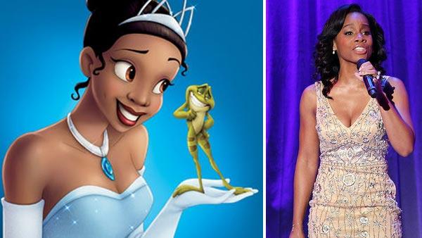 Tiana appears in a scene from the 2009 Disney movie 'The Princess and the Frog.' / Anika Noni Rose performs at the Disney Legends Awards at the D23 Expo on Aug. 19, 2011 in the Anaheim Convention Center Arena.

