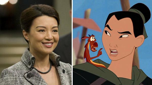 Ming-Na appears in a scene from the Syfy series 'Eureka' in 2011. / Mulan appears in a scenes from Disney's 1998 movie 'Mulan.'