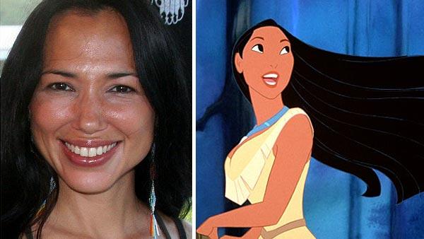 Irene Bedard attends the Alabama-Coushatta Reservation's 2007 Powwow in Livingston, Texas on June 2, 2007. / Pocahontas appears in a scene from the 1995 Disney film 'Pocahontas.'
