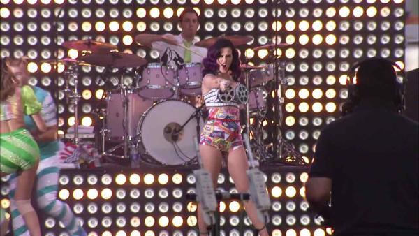 Katy Perry appears in a photo from her performance at her film's premiere at Grauman's Chinese Theatre in Hollywood, California on June 26, 2012.