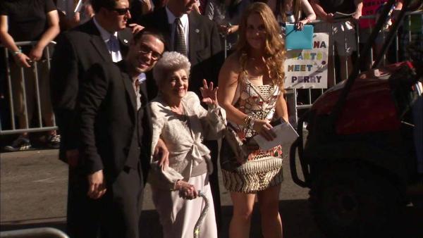 Katy Perry's grandmother appears in a photo from her film's premiere at Grauman's Chinese Theatre in Hollywood, California on June 26, 2012.