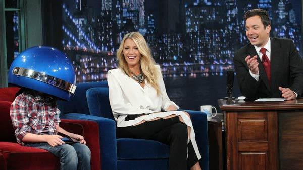 Blake Lively, her nephew and Jimmy Fallon appear in a still from the June 29, 2012 episode of Late Night With Jimmy Fallon. - Provided courtesy of NBC / Lloyd Bishop Blake Lively, her nephew and Jimmy Fallon appear in a still from the June 29, 2012 episode of Late Night With Jimmy Fallon. - Provided courtesy of NBC / Lloyd Bishop