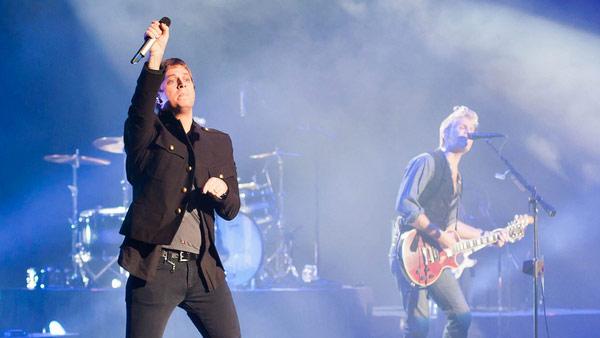 Rob Thomas is pictured on stage at a Matchbox Twenty private concert in Las Vegas on Nov. 15, 2011.
