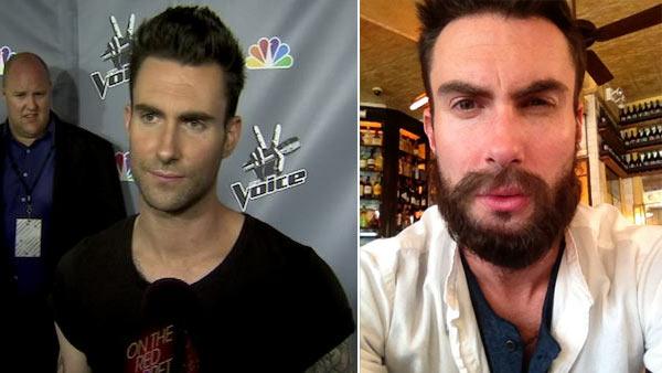 Adam Levine appears in a photo he Tweeted displaying facial hair on July 7, 2012. / Adam Levine talks to OnTheRedCarpet.com at the season 1 finale of The Voice in June 2011. - Provided courtesy of OTRC / Twitter.com/adamlevine Adam Levine appears in a photo he Tweeted displaying facial hair on July 7, 2012. / Adam Levine talks to OnTheRedCarpet.com at the season 1 finale of The Voice in June 2011. - Provided courtesy of OTRC / Twitter.com/adamlevine
