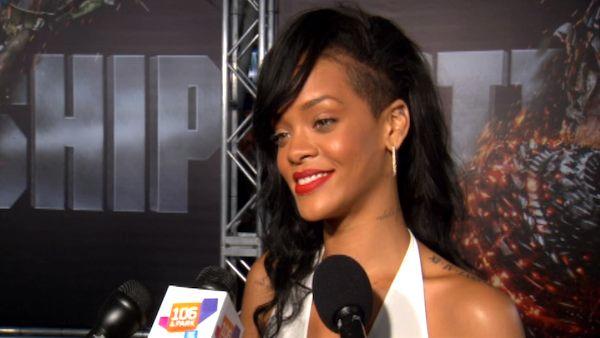 Rihanna talks to OnTheRedCarpet.com at the premiere of Battleship on May 10, 2012.Rihanna talks to OnTheRedCarpet.com at the premiere of Battleship on May 10, 2012. - Provided courtesy of OTRC Rihanna talks to OnTheRedCarpet.com at the premiere of Battleship on May 10, 2012.Rihanna talks to OnTheRedCarpet.com at the premiere of Battleship on May 10, 2012. - Provided courtesy of OTRC