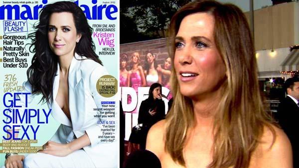 Kristen Wiig appears on the cover of Marie Claire magazines August 2012 issue. / Kristen Wiig talks to OnTheRedCarpet.com at the April 28, 2011 premiere of the movie Bridesmaids. - Provided courtesy of OTRC / Marie Claire Kristen Wiig appears on the cover of Marie Claire magazines August 2012 issue. / Kristen Wiig talks to OnTheRedCarpet.com at the April 28, 2011 premiere of the movie Bridesmaids. - Provided courtesy of OTRC / Marie Claire