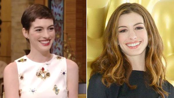 Anne Hathaway appears during an interview on Live! With Kelly on July 12, 2012. / Hathaway appears in a promotional photo for the 2011 Academy Awards. - Provided courtesy of ABC Anne Hathaway appears during an interview on Live! With Kelly on July 12, 2012. / Hathaway appears in a promotional photo for the 2011 Academy Awards. - Provided courtesy of ABC