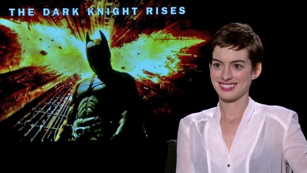 Anne Hathaway talks to OnTheRedCarpet.com about The Dark Knight Rises in a junket interview on July 9, 2012. - Provided courtesy of OTRC Anne Hathaway talks to OnTheRedCarpet.com about The Dark Knight Rises in a junket interview on July 9, 2012. - Provided courtesy of OTRC