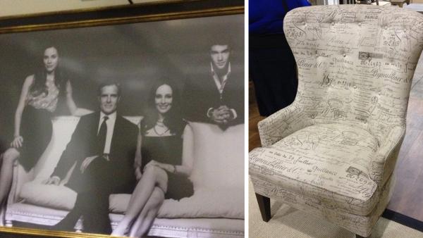 A portrait of the Grayson family, as seen on the Grayson Manor set of ABCs Revenge in Manhattan Beach, California on July 26, 2012. / Victoria Graysons favorite living room chair. - Provided courtesy of OTRC A portrait of the Grayson family, as seen on the Grayson Manor set of ABCs Revenge in Manhattan Beach, California on July 26, 2012. / Victoria Graysons favorite living room chair. - Provided courtesy of OTRC