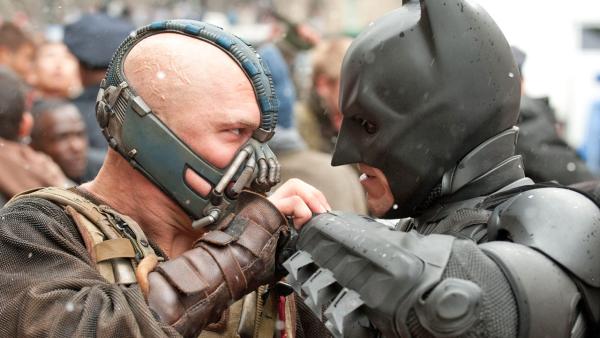 Christian Bale and Tom Hardy appear in a scene from the 2012 film The Dark Knight Rises. - Provided courtesy of Warner Bros. Christian Bale and Tom Hardy appear in a scene from the 2012 film The Dark Knight Rises. - Provided courtesy of Warner Bros.