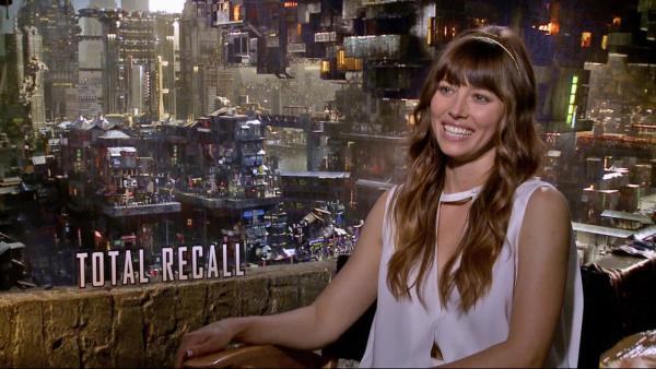Jessica Biel talks to OnTheRedCarpet.com about Total Recall in a July 2012 press junket for the film. - Provided courtesy of OTRC