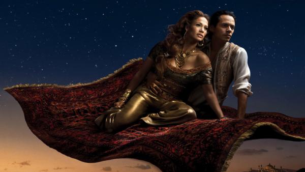 'Where A Whole New World Awaits' with Mark Anthony as Aladdin and Jennifer Lopez as Princess Jasmine.