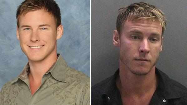 Kasey Kahl appears in a promotional photo from The Bachelorette. / Kasey Kahl appears in an August 3, 2012 mugshot, proved by the Orange County Sheriffs Department. - Provided courtesy of ABC / Orange County Sheriffs Department Kasey Kahl appears in a promotional photo from The Bachelorette. / Kasey Kahl appears in an August 3, 2012 mugshot, proved by the Orange County Sheriffs Department. - Provided courtesy of ABC / Orange County Sheriffs Department