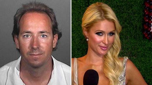 James Rainford's mug shot, released by the Los Angeles County Sheriff's Department. He was arrested on July 4, 2011 outside Paris Hilton's Malibu home. / Paris Hilton talks to OnTheRedCarpet.com about her show 'The World According To Paris' in May 2011.
