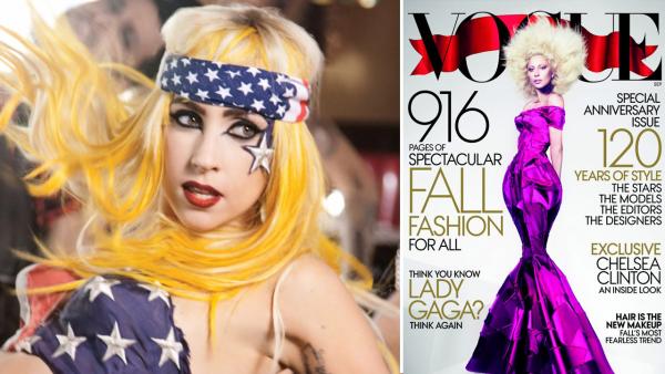 Lady Gaga appears in the 2011 video for Telephone. / Lady Gaga appears on the September 2012 issue of Vogue. - Provided courtesy of Interscope / Vogue Lady Gaga appears in the 2011 video for Telephone. / Lady Gaga appears on the September 2012 issue of Vogue. - Provided courtesy of Interscope / Vogue