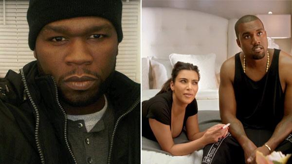 50 Cent appears in a photo from his official Twitter account posted in late 2010. / Kim Kardashian and Kanye West appear in stills from a video promoting the 2012 MTV VMAs. - Provided courtesy of Twitter.com/50cent / MTV 50 Cent appears in a photo from his official Twitter account posted in late 2010. / Kim Kardashian and Kanye West appear in stills from a video promoting the 2012 MTV VMAs. - Provided courtesy of Twitter.com/50cent / MTV