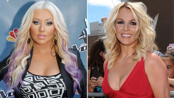 Christina Aguilera appears at a press conference for The Voice in Malibu, California, on August 10, 2012. / Britney Spears arrives at the taping of THE X FACTOR in Providence. RI, Tuesday, June 27, 2012. - Provided courtesy of NBC / Ray Mickshaw / FOX Christina Aguilera appears at a press conference for The Voice in Malibu, California, on August 10, 2012. / Britney Spears arrives at the taping of THE X FACTOR in Providence. RI, Tuesday, June 27, 2012. - Provided courtesy of NBC / Ray Mickshaw / FOX