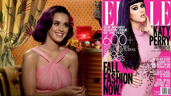 Katy Perry appears in a junket interview on June 21, 2012 talking to OnTheRedCarpet.com about religion, family and her fans. / Katy Perry appears on the September 2012 cover of Elle magazine. - Provided courtesy of OTRC / Elle Magazine Katy Perry appears in a junket interview on June 21, 2012 talking to OnTheRedCarpet.com about religion, family and her fans. / Katy Perry appears on the September 2012 cover of Elle magazine. - Provided courtesy of OTRC / Elle Magazine