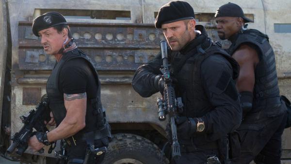 Sylvester Stallone, Jason Statham and Terry Crews appear in a scene from the 2012 movie The Expendables 2. - Provided courtesy of Lionsgate Sylvester Stallone, Jason Statham and Terry Crews appear in a scene from the 2012 movie The Expendables 2. - Provided courtesy of Lionsgate