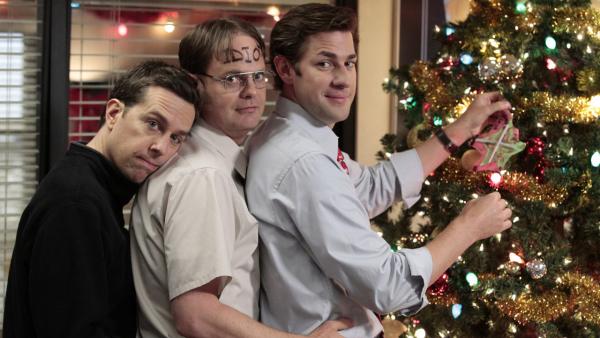 Rainn Wilson, John Krasinski and Ed Helms appear in a scene from The Office in 2011. - Provided courtesy of Chris Haston / NBC Rainn Wilson, John Krasinski and Ed Helms appear in a scene from The Office in 2011. - Provided courtesy of Chris Haston / NBC