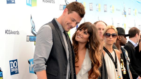 Glee stars Lea Michele and Cory Monteith pose for photographers at the Do! Something Awards on Aug. 19, 2012. - Provided courtesy of Jason Merritt / Getty Images