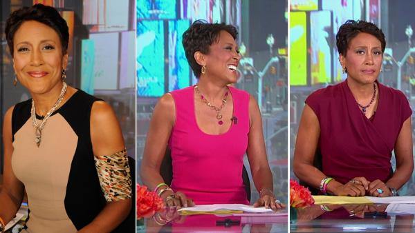 Robin Roberts appears on Good Morning America on July 25, 2012 (left), Aug. 20, 2012 (center) and Aug. 21, 2012. - Provided courtesy of ABC Robin Roberts appears on Good Morning America on July 25, 2012 (left), Aug. 20, 2012 (center) and Aug. 21, 2012. - Provided courtesy of ABC