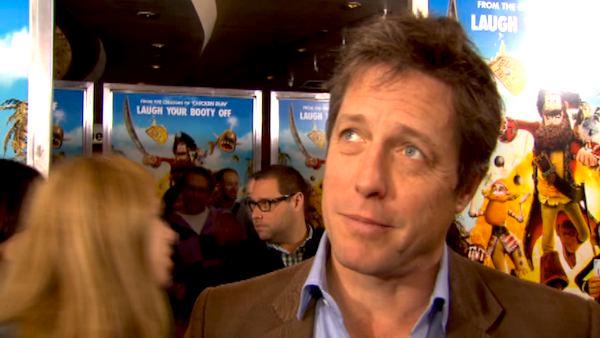 Hugh Grant talks to reporters at the New York premiere of 'The Pirates! Band of Misfits' on April 22, 2012.