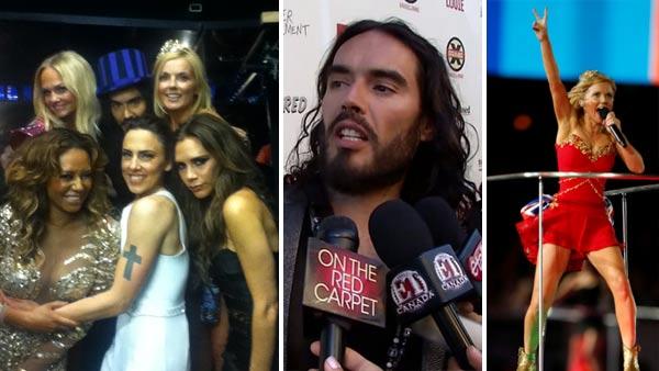Spice Girls Melanie Brown, Emma Bunton, Geri Halliwell, Victoria Beckham and Melanie Chisholm, Russell Brand (middle), are pictured on Aug. 13, 2012. / Russell Brand talks to OnTheRedCarpet.com at the premiere of Brand X on June 26, 2012. - Provided courtesy of twitter.com/officialmelb / pic.twitter.com/Aue3aIc9 / OTRC / AP Photo / Matt Dunham Spice Girls Melanie Brown, Emma Bunton, Geri Halliwell, Victoria Beckham and Melanie Chisholm, Russell Brand (middle), are pictured on Aug. 13, 2012. / Russell Brand talks to OnTheRedCarpet.com at the premiere of Brand X on June 26, 2012. - Provided courtesy of twitter.com/officialmelb / pic.twitter.com/Aue3aIc9 / OTRC / AP Photo / Matt Dunham