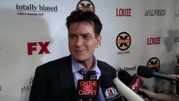 Charlie Sheen talks to OnTheRedCarpet.com at the premiere of his new FX show, 'Anger Management,' in Los Angeles on June 26, 2012.